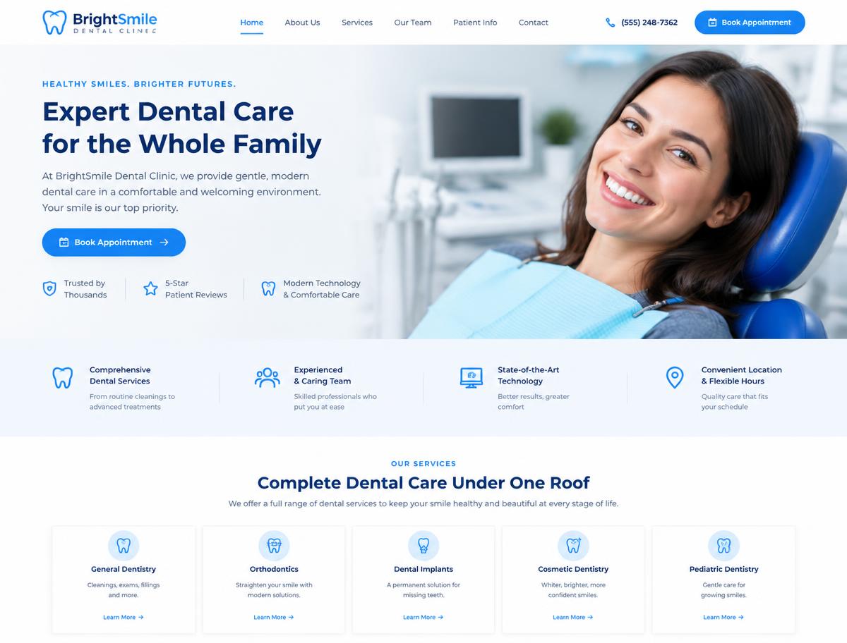 BrightSmile Dental Clinic website design