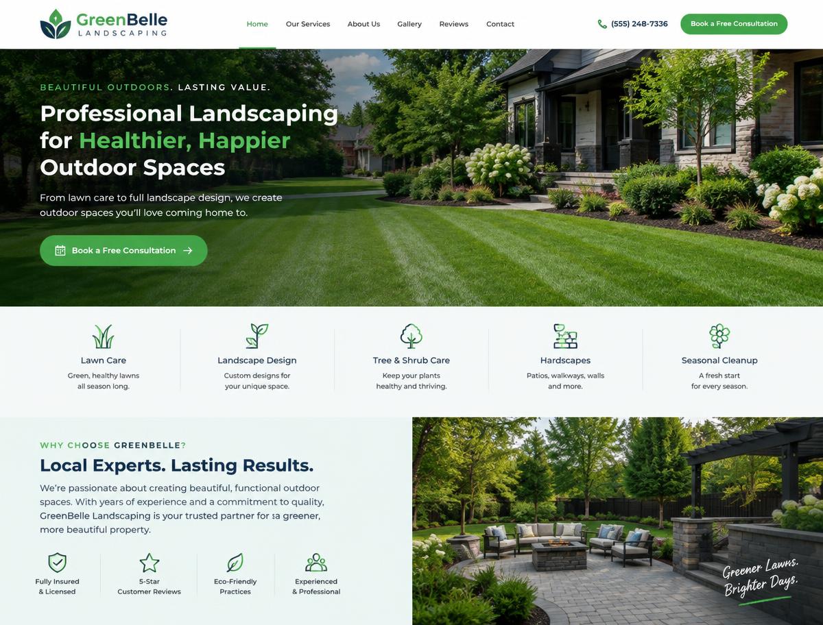 GreenBelle Landscaping website design